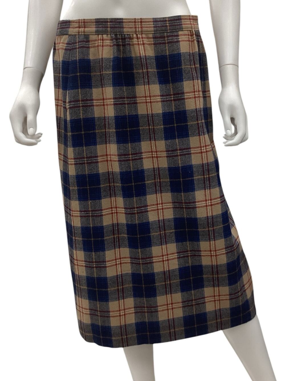 VTG Pendleton Skirt Women’s Size 10 Wool With Side Pockets In Tan Plaid